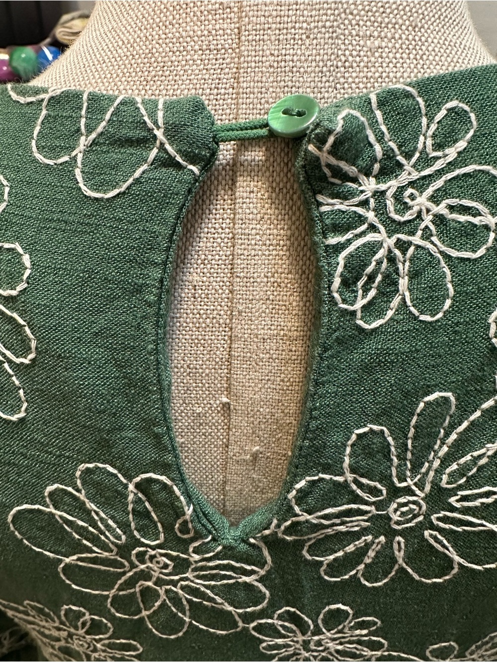 Zara Green "Diana" Floral Embroidered Dress Size Small - Picture 6 of 10